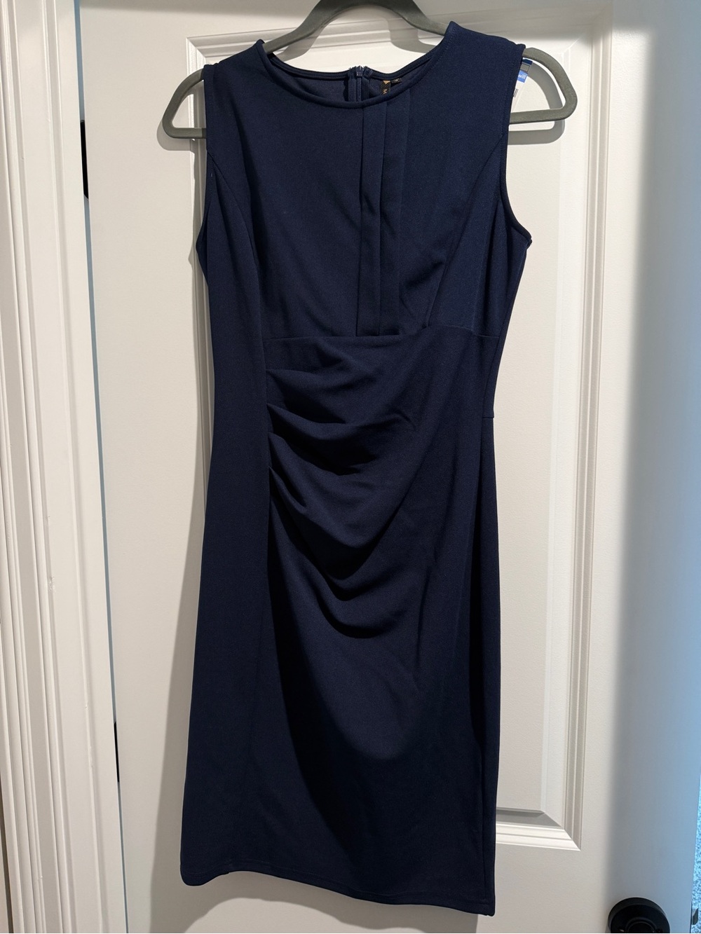 Miusol Navy Sleeveless Ruched Midi Dress